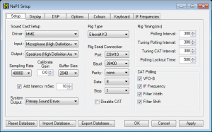 NaP3 Setup Tab